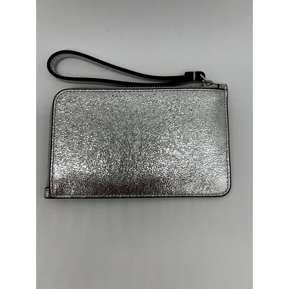 NWT Kate Spade Lucy Metallic Silver Small Leather Zipper Wristlet KJ031 - Picture 5 of 9